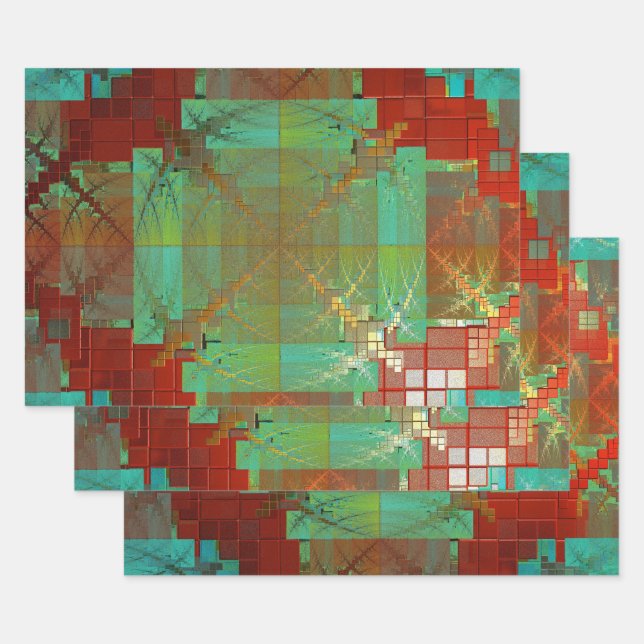 Papel de envolvimiento de fusión cromática rojo y  (Set)