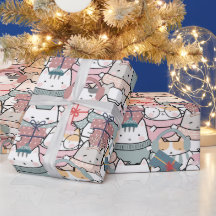 Papel de envolvimiento de gato de Navidades de pas
