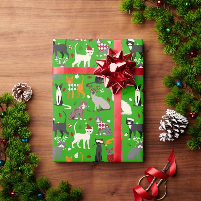 Papel de envolvimiento de gatos para navidades (Regalo de vacaciones)