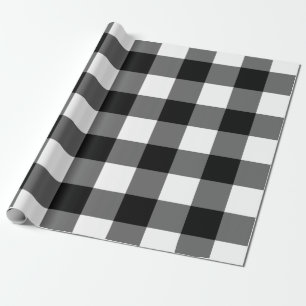 Papel de envolvimiento de gingham blanco y negro g