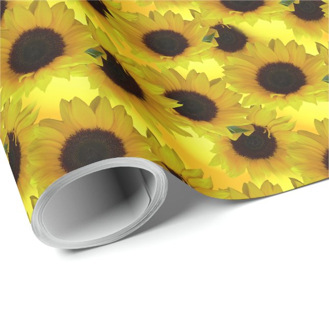 Papel de envolvimiento de girasol dorado Papel de  (Esquina del rollo)