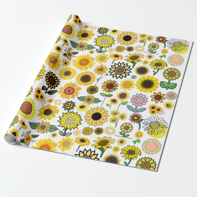 Papel de envolvimiento de girasol Papel de regalo  (Desenrollado)