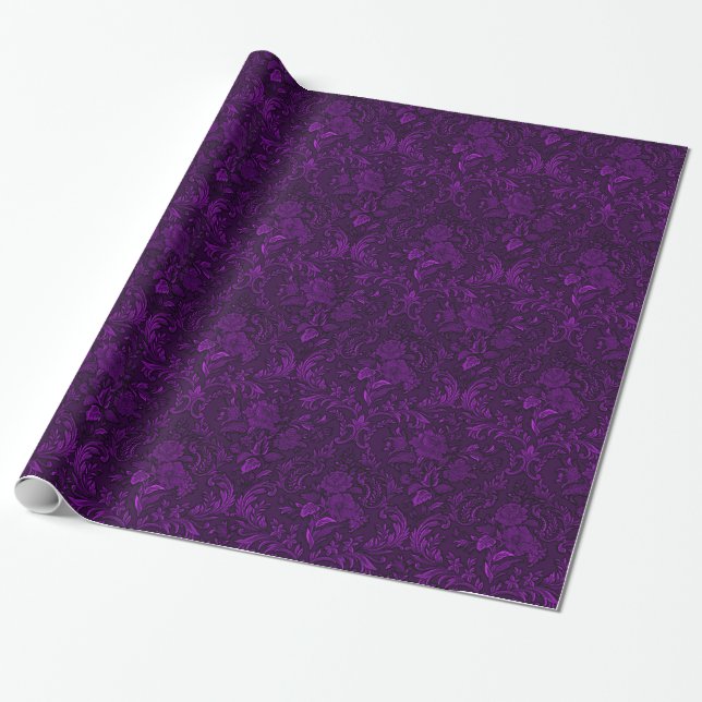 Papel de envolvimiento de Gótico morado Damasco pa (Desenrollado)