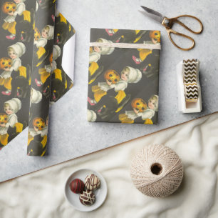 Papel de envolvimiento de Halloween con gato de ca