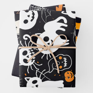 Papel de envolvimiento de Halloween para gato negr