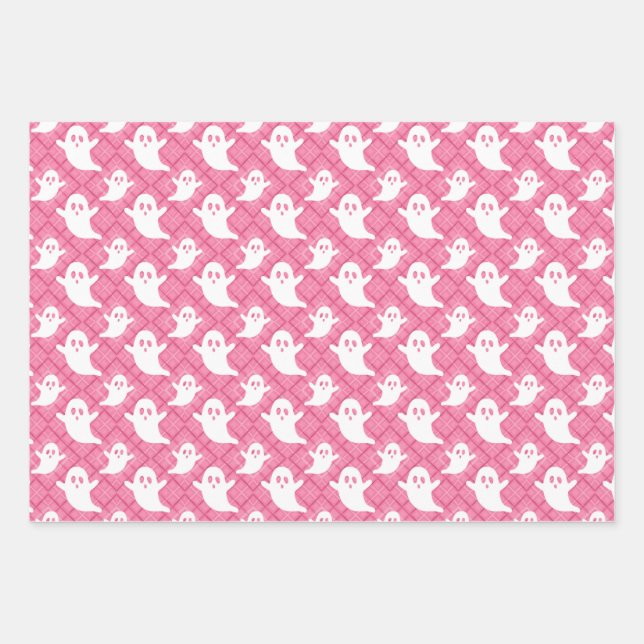 Papel de envolvimiento de Halloween Pastel Ghosts  (Anverso)