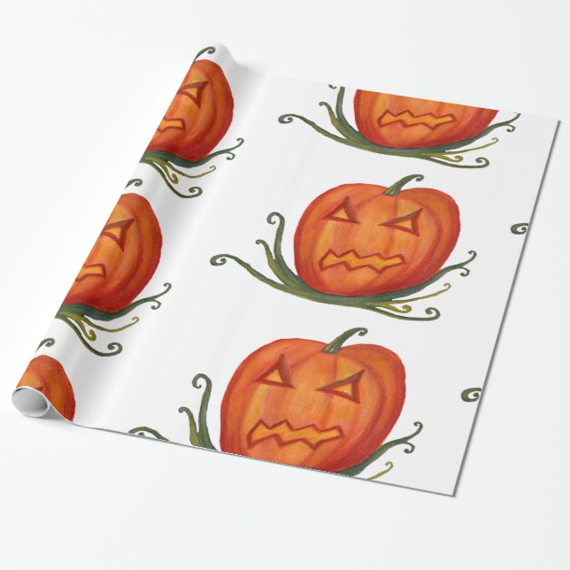 Papel de envolvimiento de HalloweenPumpkins (Desenrollado)
