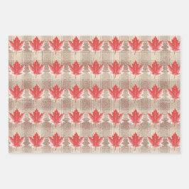 Papel de envolvimiento de hoja de arce conjunto de