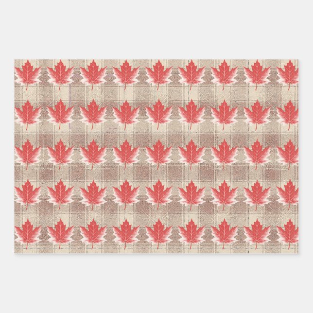 Papel de envolvimiento de hoja de arce conjunto de (Anverso)