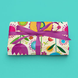 Papel de envolvimiento de hojas planas con flores