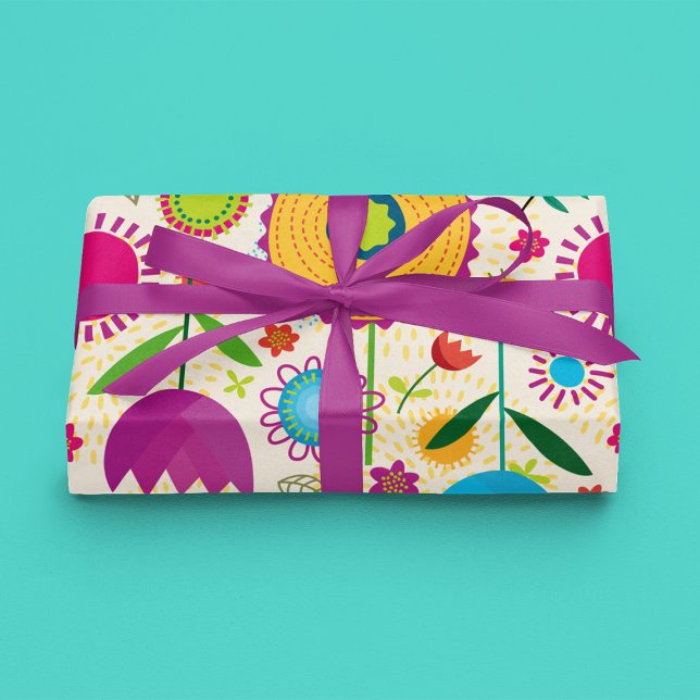 Papel de envolvimiento de hojas planas con flores  (Subido por el creador)