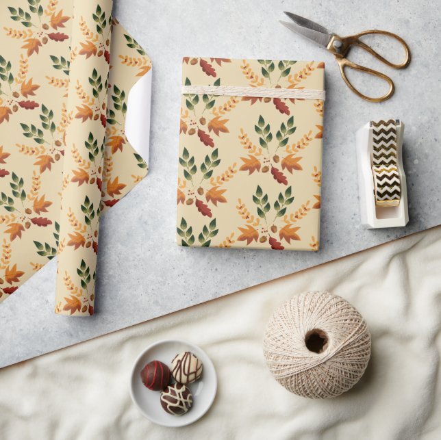 Papel de envolvimiento de hojas y maíz de otoño (Artesanía)