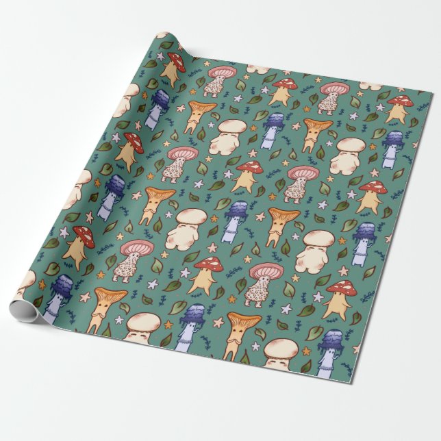 Papel de envolvimiento de hongos adorables (Desenrollado)