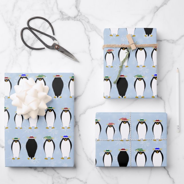 Papel de envolvimiento de invierno de los pingüino (Anverso)