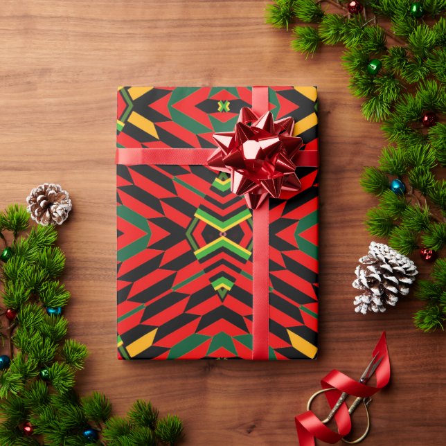 Papel de envolvimiento de Kente rojo moderno (Regalo de vacaciones)