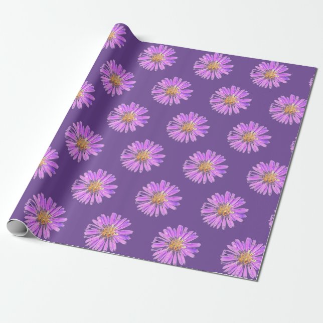 Papel de envolvimiento de la flor púrpura pintado (Desenrollado)