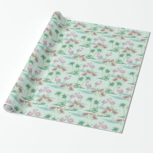 Papel de envolvimiento de la isla Flamingo retro