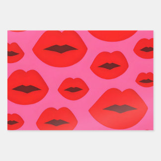 Papel de envolvimiento de labios rosados y rojos