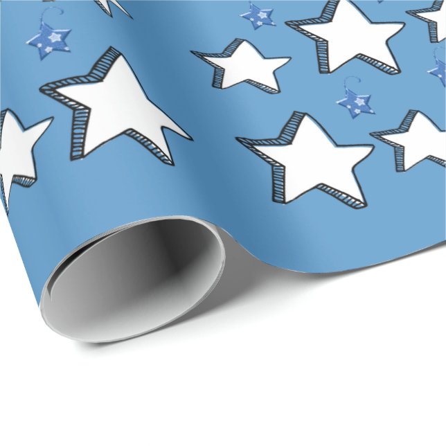 Papel de envolvimiento de las estrellas azules de  (Esquina del rollo)