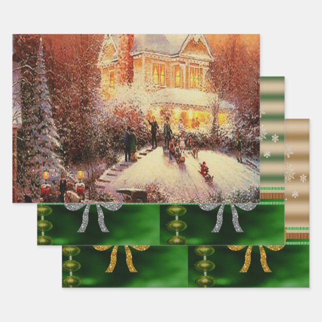 Papel de envolvimiento de las hojas de navidad de  (Set)