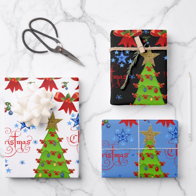 Papel de envolvimiento de las hojas de navidad de  (Anverso)