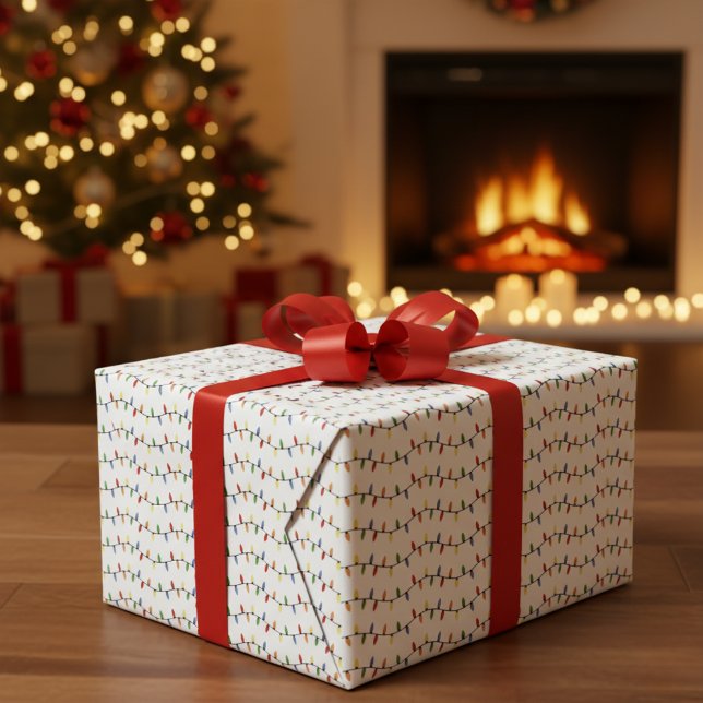 Papel de envolvimiento de las luces de cadena de N (Festive Christmas String Lights Wrapping Paper)