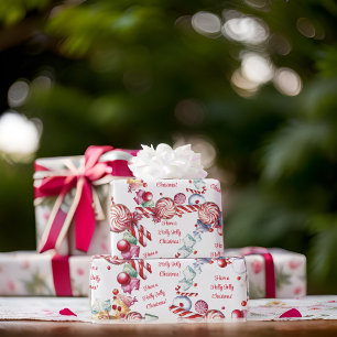 Papel de envolvimiento de latas de candy cane