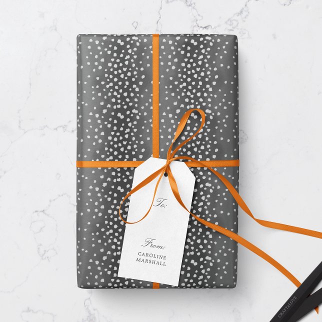 Papel de envolvimiento de los cuellos de alba de c (animal print baby deer fawn spot patterned gift wrapping paper in dark charcoal gray)