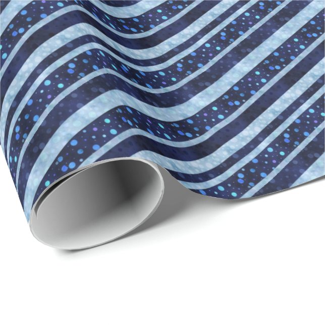 Papel de envolvimiento de los puntos de polka azul (Esquina del rollo)