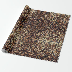 Papel de envolvimiento de lujo real marrón y oro
