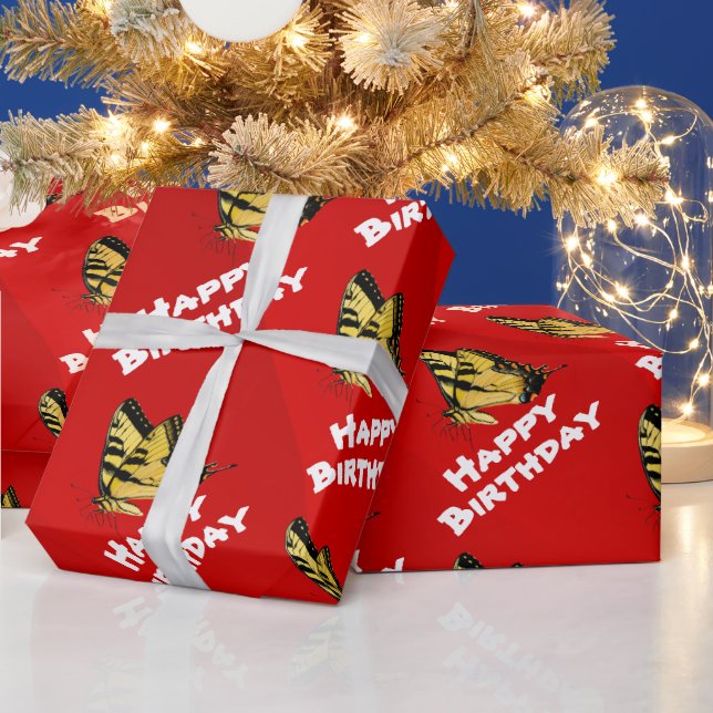 Papel de envolvimiento de mariposa amarilla (Vacaciones)