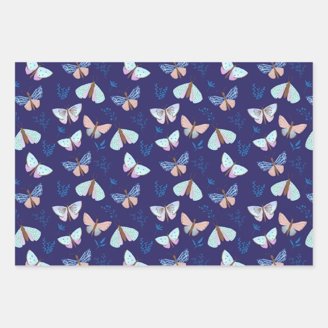 Papel de envolvimiento de mariposa azul bonito (Anverso)