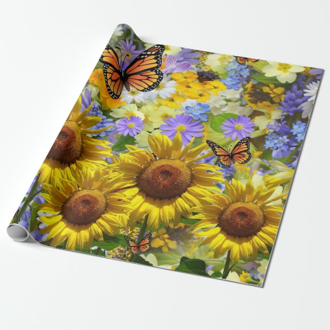 Papel de envolvimiento de mariposa de girasol (Desenrollado)