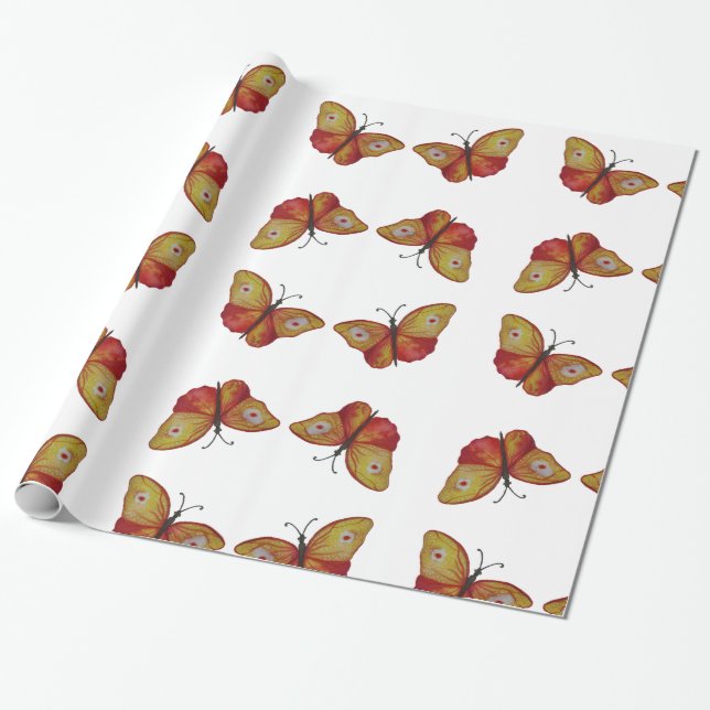 Papel de envolvimiento de mariposas, 30 en x 6 pie (Desenrollado)