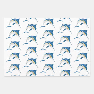 Papel de envolvimiento de Marlin azul conjunto de