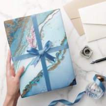 Papel de envolvimiento de mármol azul y oro agate