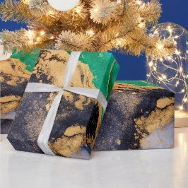 Papel de envolvimiento de mármol verde y oro agate