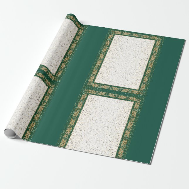 Papel de envolvimiento de materia dorada y verde (Desenrollado)