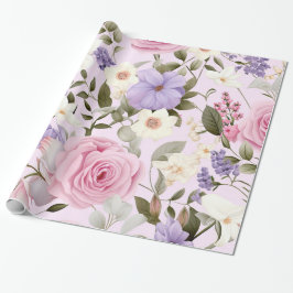 Papel de envolvimiento de Medley floral rosa de bo