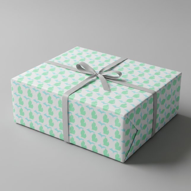Papel de envolvimiento de Mint & Sky Blue Michigan (Mint & Sky Blue Michigan State Wrapping Paper)