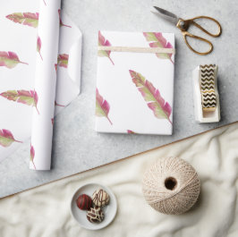 Papel de envolvimiento de Moda Boho rosa y pluma v