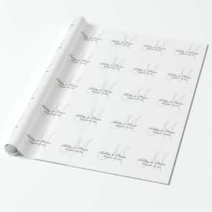 Papel de envolvimiento de monograma de Boda blanco