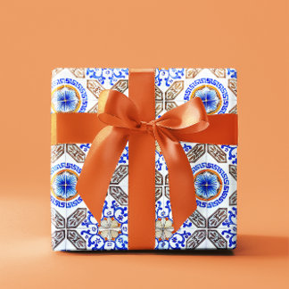 Papel de envolvimiento de mosaico azul italiano