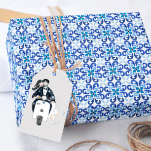 Papel de envolvimiento de mosaico azul mediterráne