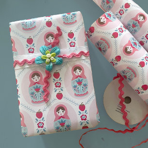Papel de envolvimiento de muñecas rosadas de Matry
