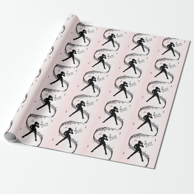 Papel de envolvimiento de música rosa de danza jaz (Desenrollado)