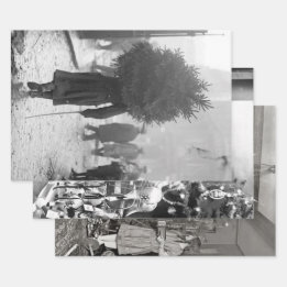 Papel de envolvimiento de Navidad vintage a princi