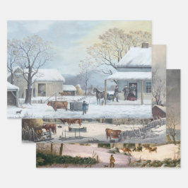 Papel de envolvimiento de Navidad Vintage WINTER F