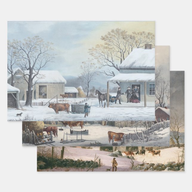 Papel de envolvimiento de Navidad Vintage WINTER F (Set)