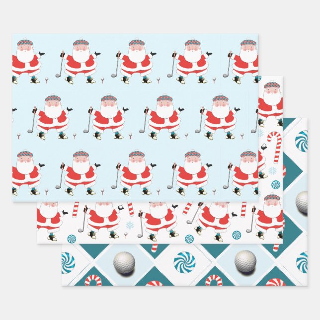 Papel de envolvimiento de Navidades de golf (Set)